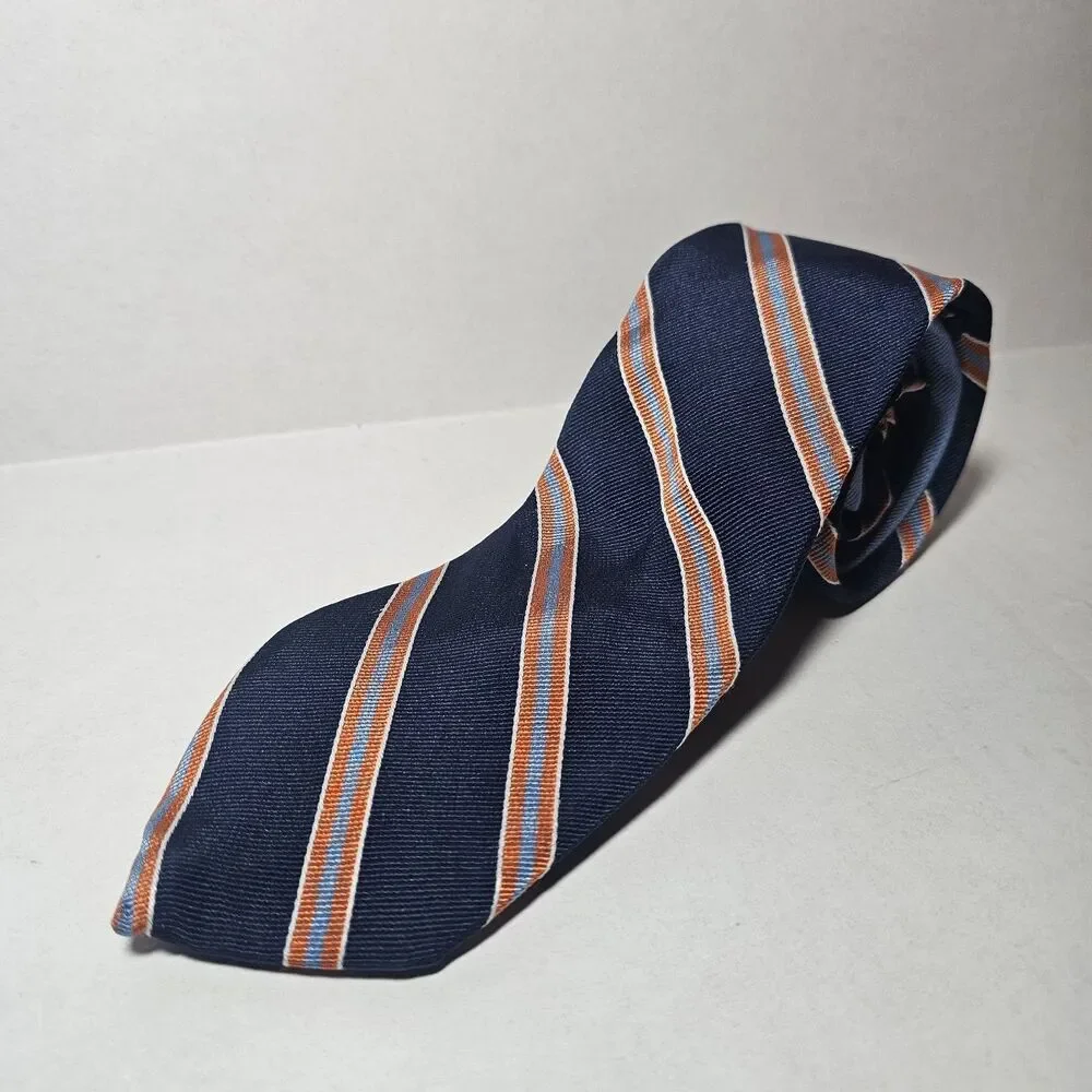 Men's Tommy Hilfiger Classy Navy Orange Striped Neck Tie